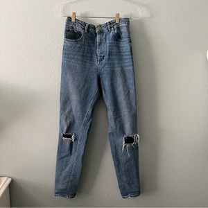 ASOS Denim High Waist Farleigh Mom Jeans tapered Distressed 28